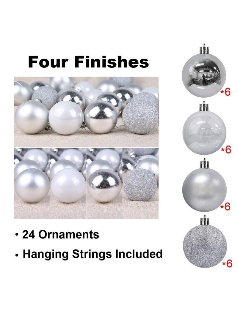 HuHa Christmas Balls 24 Pcs Christmas Tree Decoration Balls Silver - Image 2