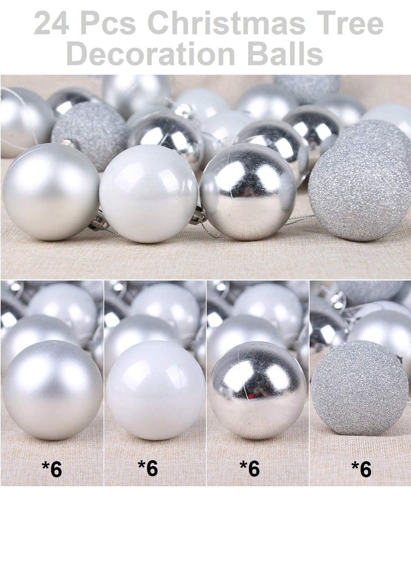 HuHa Christmas Balls 24 Pcs Christmas Tree Decoration Balls Silver - Image 1