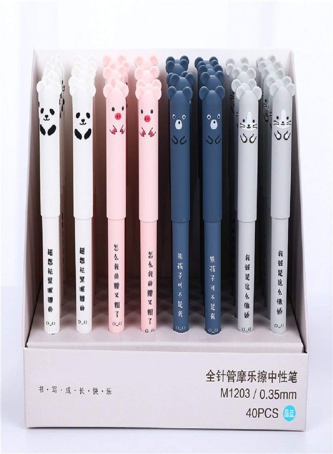 queenland 8 Pack Kawaii Cartoon Cat Pig Bear Panda Animal Erasable Gel Ink Pen Ballpoint 0.35mm Blue Ink Gel Pens Rollerball Pens for Student Kids Gift School Stationery Office Supplies - Image 3