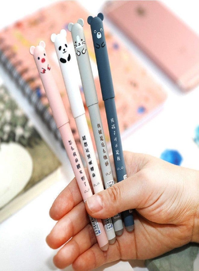 queenland 8 Pack Kawaii Cartoon Cat Pig Bear Panda Animal Erasable Gel Ink Pen Ballpoint 0.35mm Blue Ink Gel Pens Rollerball Pens for Student Kids Gift School Stationery Office Supplies - Image 2