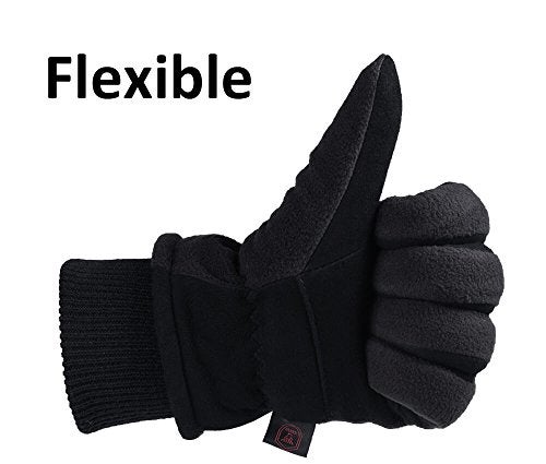 OZERO Thermal Gloves Deerskin Leather Winter Warm Glove Insulated Fleece for Snow Skiing Driving Cycling Hiking Runing Hand Warmer in Cold Weather for Men and Women Small Black - Image 5