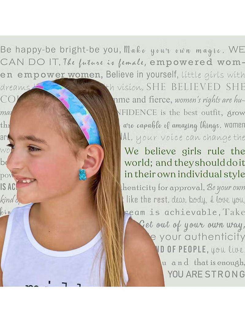 6 Tie Dye Elastic Headbands for Girls, No Slip Adjustable Multicolour Hair Bands for Kids, Stretch Head Band for Girl Teens, Cute Nonslip Tie-Dye Hair Accessories for Birthday Party Gift - Image 4