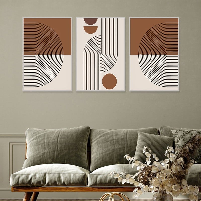 Marktna Three canvas panels with a bohemian art design and a hollow frame, measuring (90×40), three pieces - Image 3