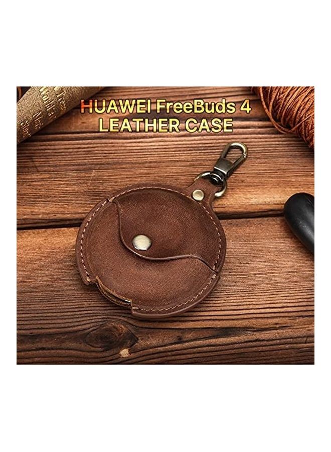 Wireless Earphone Leather Protective Cover For Huawei FreeBuds 4 Brown - Image 2