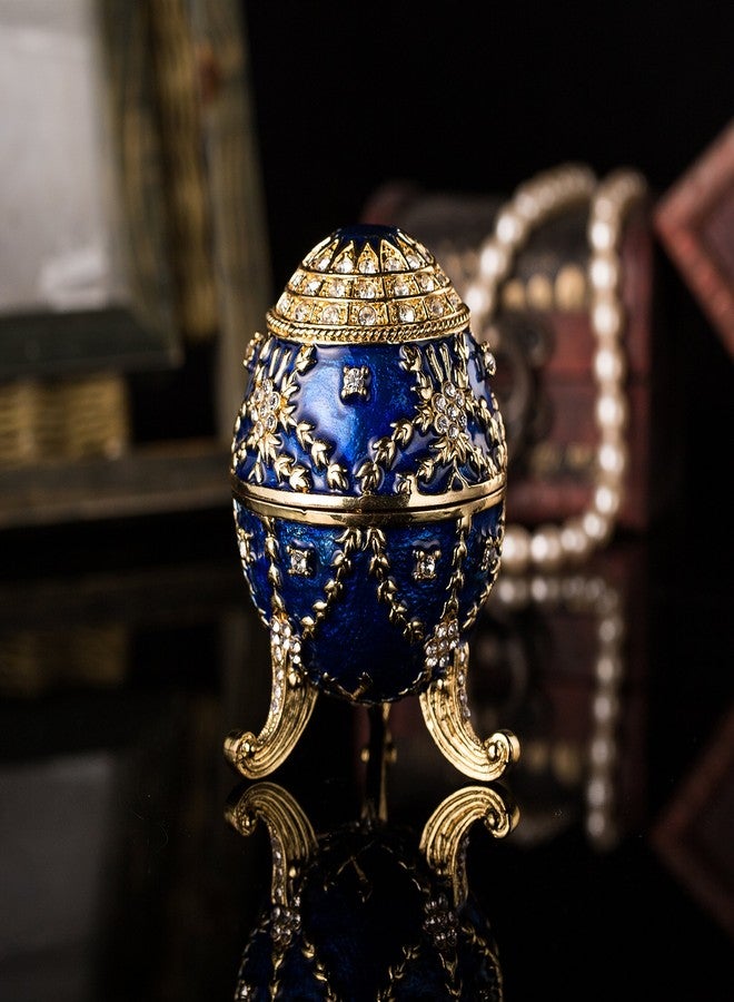 QIFU Hand Painted Easter Egg Style Enamel Trinket Box Hinged Unique Gift for Family - Image 5