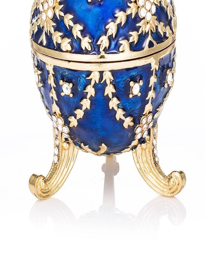 QIFU Hand Painted Easter Egg Style Enamel Trinket Box Hinged Unique Gift for Family - Image 3
