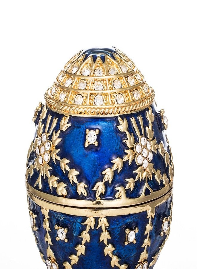 QIFU Hand Painted Easter Egg Style Enamel Trinket Box Hinged Unique Gift for Family - Image 2