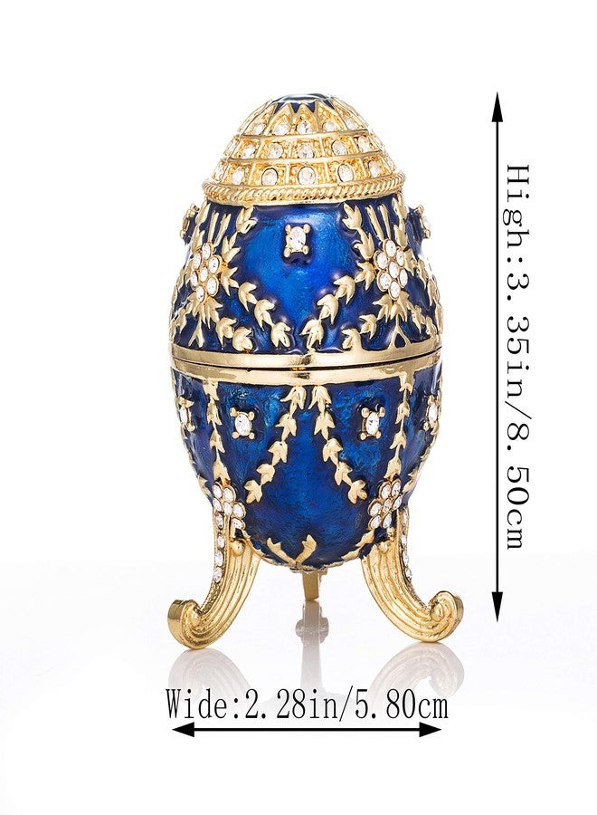 QIFU Hand Painted Easter Egg Style Enamel Trinket Box Hinged Unique Gift for Family - Image 4