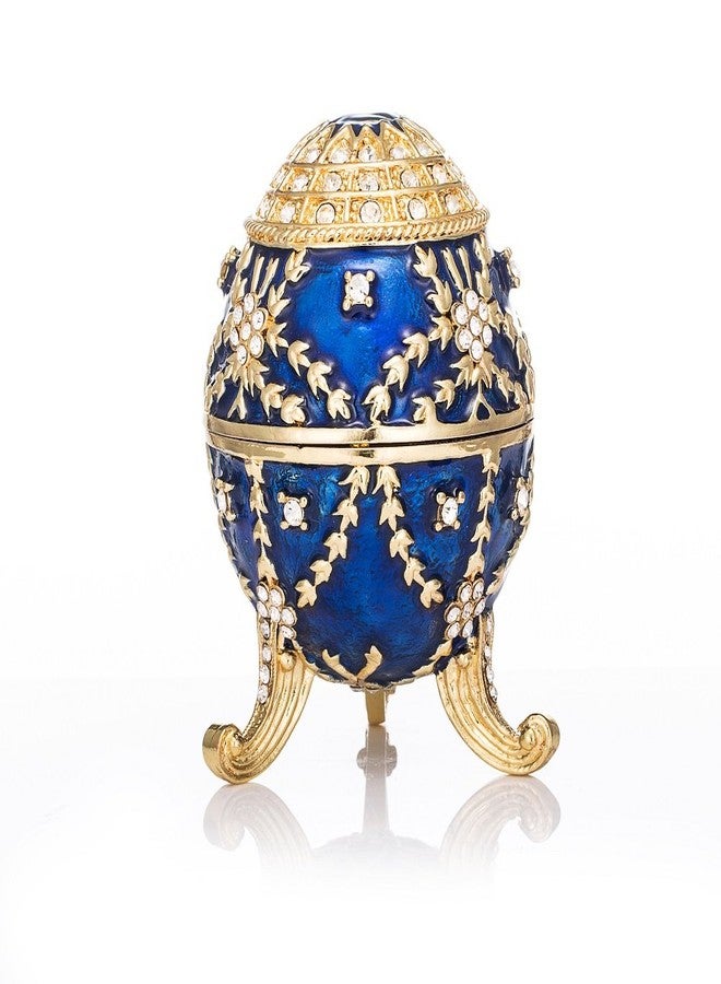 QIFU Hand Painted Easter Egg Style Enamel Trinket Box Hinged Unique Gift for Family - Image 1
