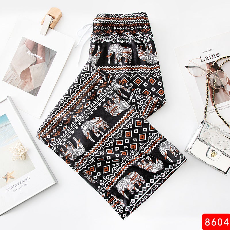 Thailand Yoga Pants Elephant High Waist Wide Leg Pants Beach Pants 2024 New Summer Thin Southeast Asian Hot SellingElephant 604 Elephant 604 