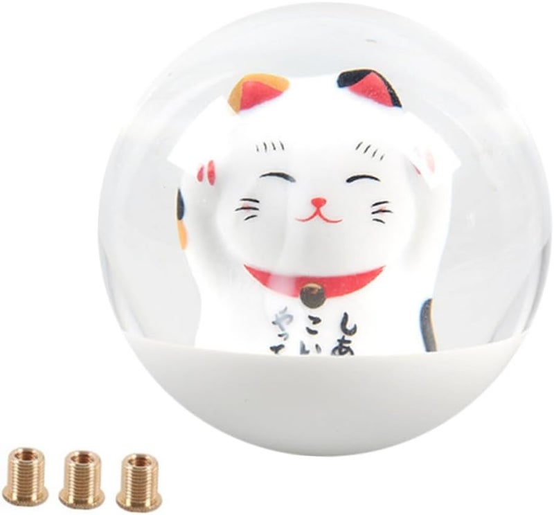Universal Manual Gear Shift Knob Lucky Cat Ball Style with 3 Adapters M8 M10 Metric Thread for Cars Trucks Suvs Interior Accessories - Image 1