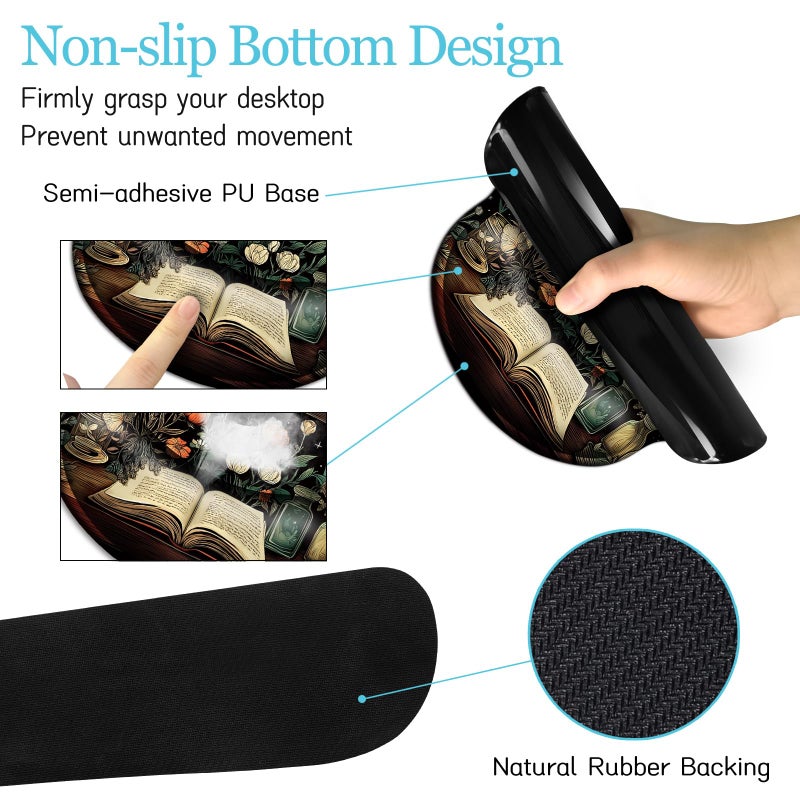 LIMKRIAN Goth Skull Mouse Pad Set Large Desk Mat for Desktop, Ergonomic Mouse Pad with Wrist Rest for Gaming, Keyboard Mat Wrist Support Cup Coaster Set, Gothic Office Desk Accessories Decor Supplies - Image 5