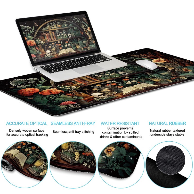 LIMKRIAN Goth Skull Mouse Pad Set Large Desk Mat for Desktop, Ergonomic Mouse Pad with Wrist Rest for Gaming, Keyboard Mat Wrist Support Cup Coaster Set, Gothic Office Desk Accessories Decor Supplies - Image 4