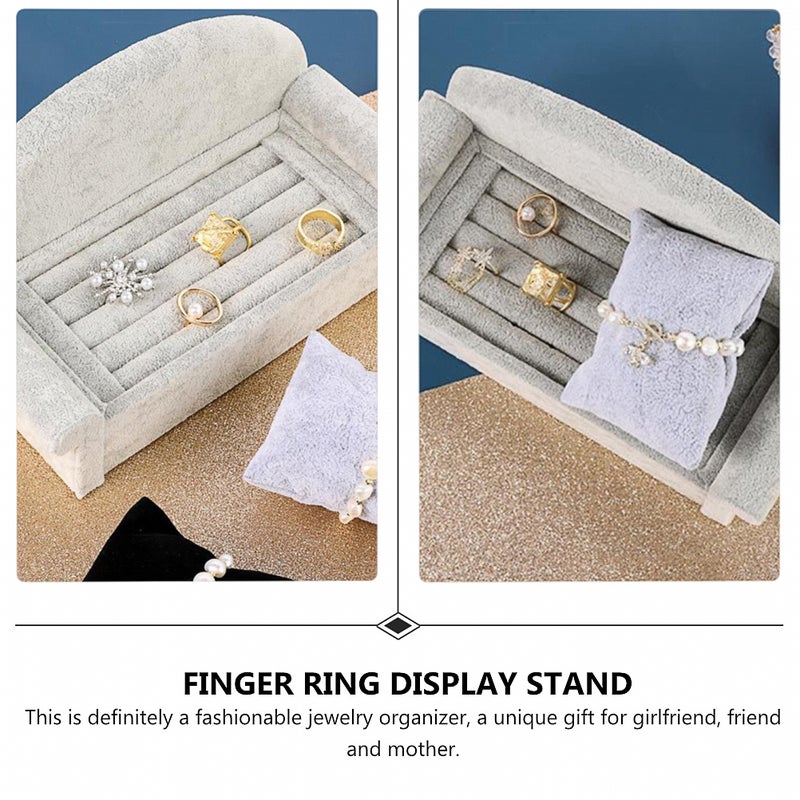 1pc Sofa Shape Suede Jewelry Display Rack Display Stand Holder (Grey) - Image 3