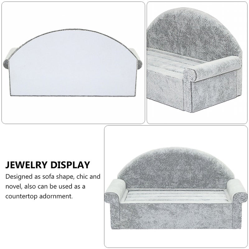 1pc Sofa Shape Suede Jewelry Display Rack Display Stand Holder (Grey) - Image 4