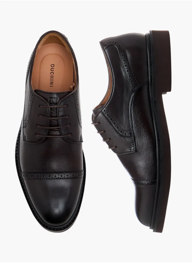 DUCHINI Men's Textured Lace-Up Derby Shoes