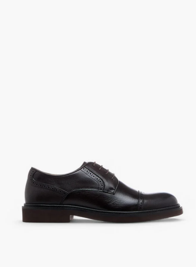 DUCHINI Men's Textured Lace-Up Derby Shoes