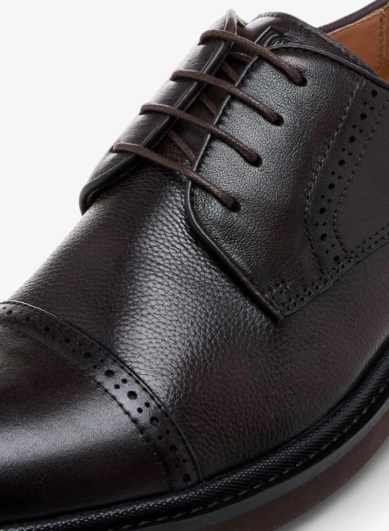 DUCHINI Men's Textured Lace-Up Derby Shoes