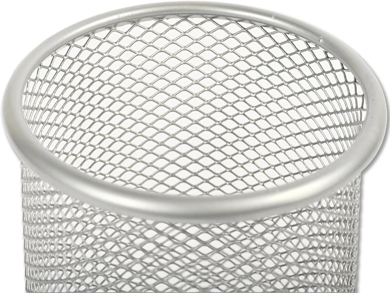 إف اي أس  حامل أقلام شبكي معدني من FIS®، الحجم: 90x90x95 مم، شكل دائري، مناسب لتنظيم المكتب، لون فضي - FSPH101SL - Image 3