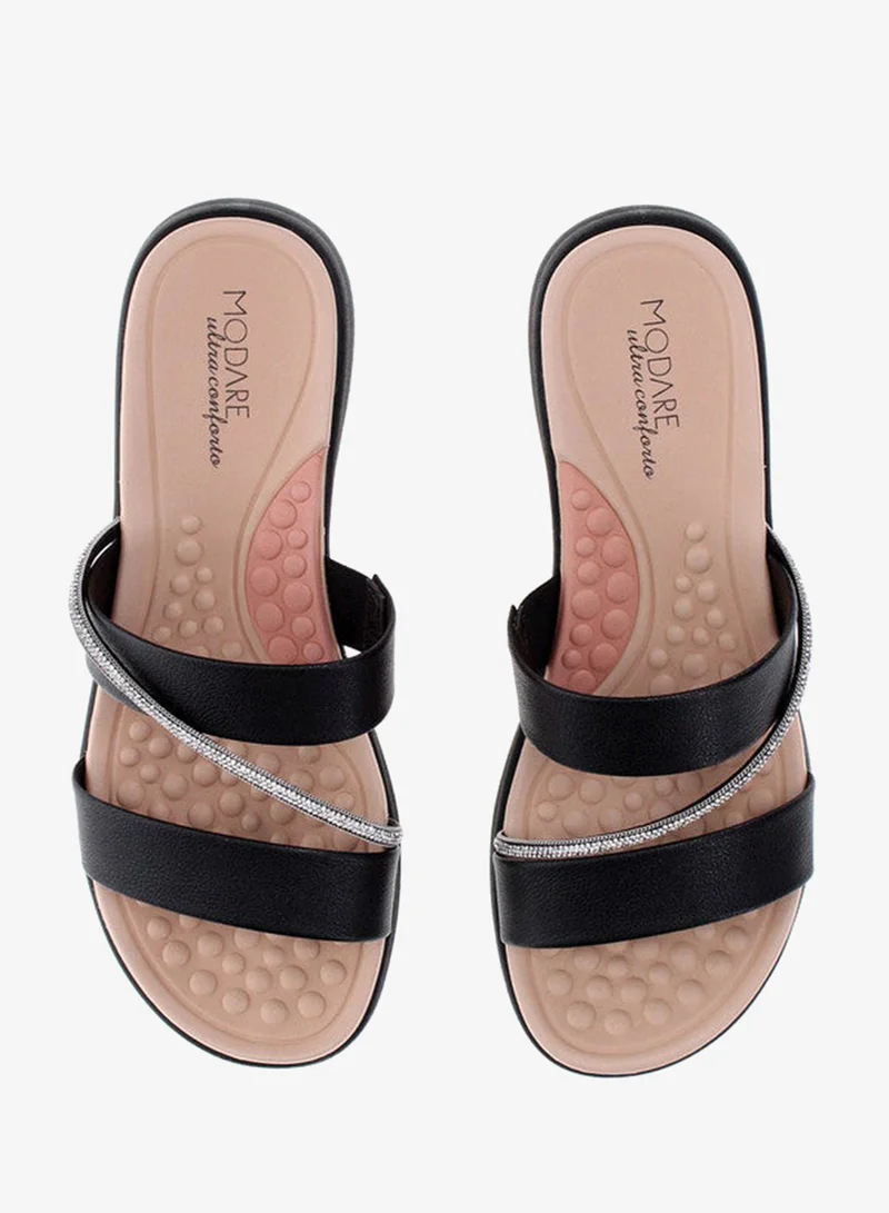 Modare Black Flat Sandals for Women – Stylish Ladies Flat Sandals & Comfortable Flat Slippers for Women | Best Price UAE