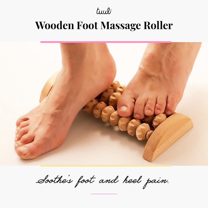 Tuuli Accessories - Wooden Foot Massager, Grooved Muscle Roller, Helps Ease Muscle Tension, Supports Blood Circulation, Natural Wood Therapy Massage Tools, 26 x 12 cm - Image 3