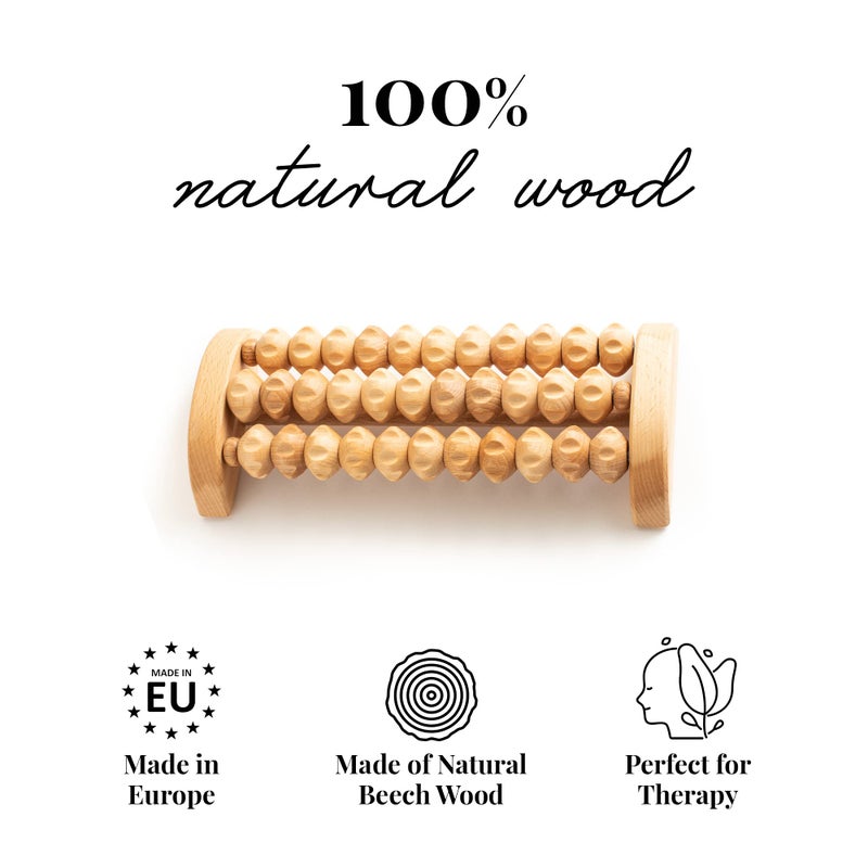 Tuuli Accessories - Wooden Foot Massager, Grooved Muscle Roller, Helps Ease Muscle Tension, Supports Blood Circulation, Natural Wood Therapy Massage Tools, 26 x 12 cm - Image 4
