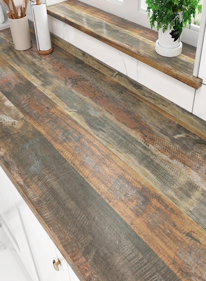 Wallercity ورق حائط لاصق من Wallercity Vintage Butcher Block لأسطح العمل من الفينيل الأحمر/البني السميك المقاوم للماء للحمام، ورق حائط خشبي قابل للتقشير واللصق للخزائن وسطح الطاولة والمطبخ، مقاس 15.8 × 78.7 بوصة - Image 4