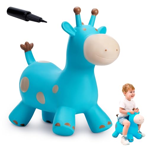 EVERICH TOY Giraffe Bouncy Horse Hopper for Toddlers Bouncy Animals Jumping Horse Inflatable Ride on Bouncer Hopping Toys Gifts for Boys and Girls 18 Months 2 3 4 5 6 Years Old - Image 1