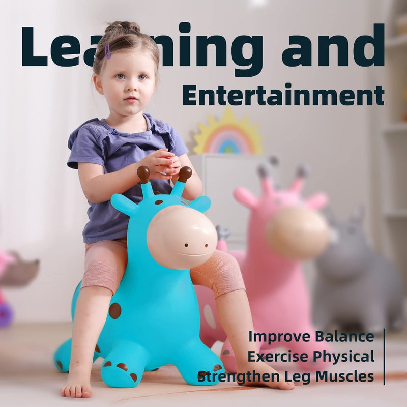 EVERICH TOY Giraffe Bouncy Horse Hopper for Toddlers Bouncy Animals Jumping Horse Inflatable Ride on Bouncer Hopping Toys Gifts for Boys and Girls 18 Months 2 3 4 5 6 Years Old - Image 3