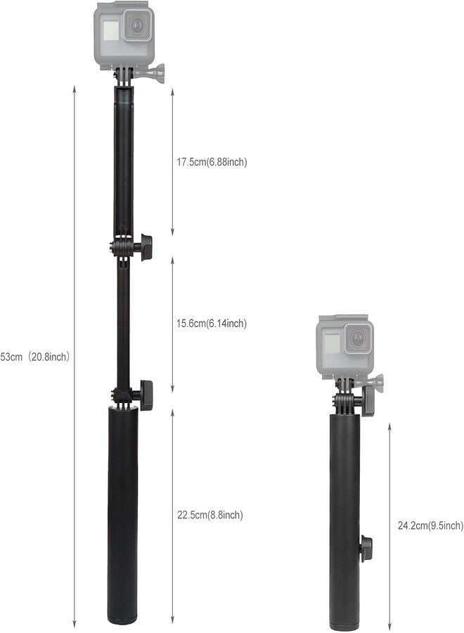 Action Pro 3-Way Monopod + Magic Mount Selfie Stick Compatible with GoPro 13/12/11/10/9/8/7/6/5, Insta360 Ace/Ace Pro & DJI Osmo Action 4 and Other Action Cameras (Black) - Image 2