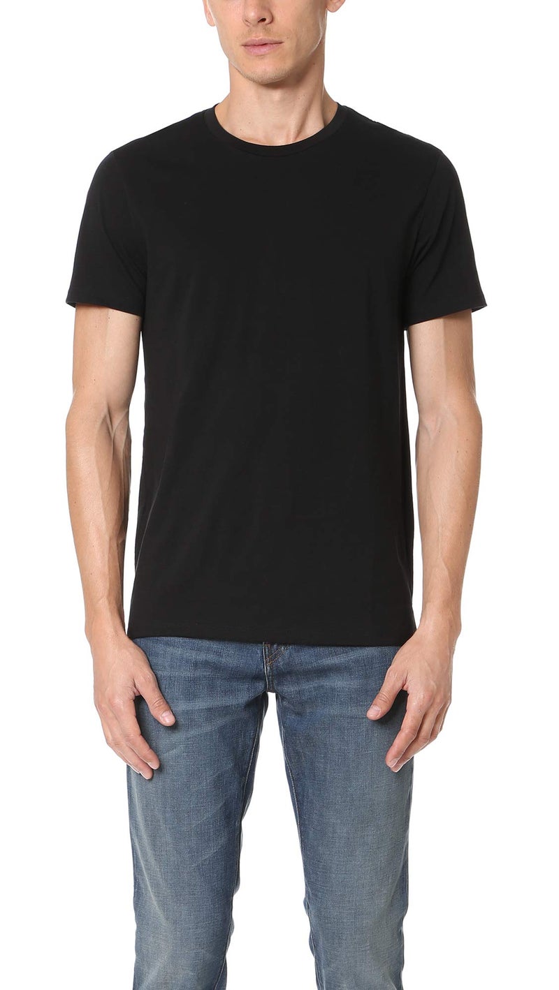Vince Mens Pima Cotton Crew Neck T Shirt, Black, Large US - Image 1