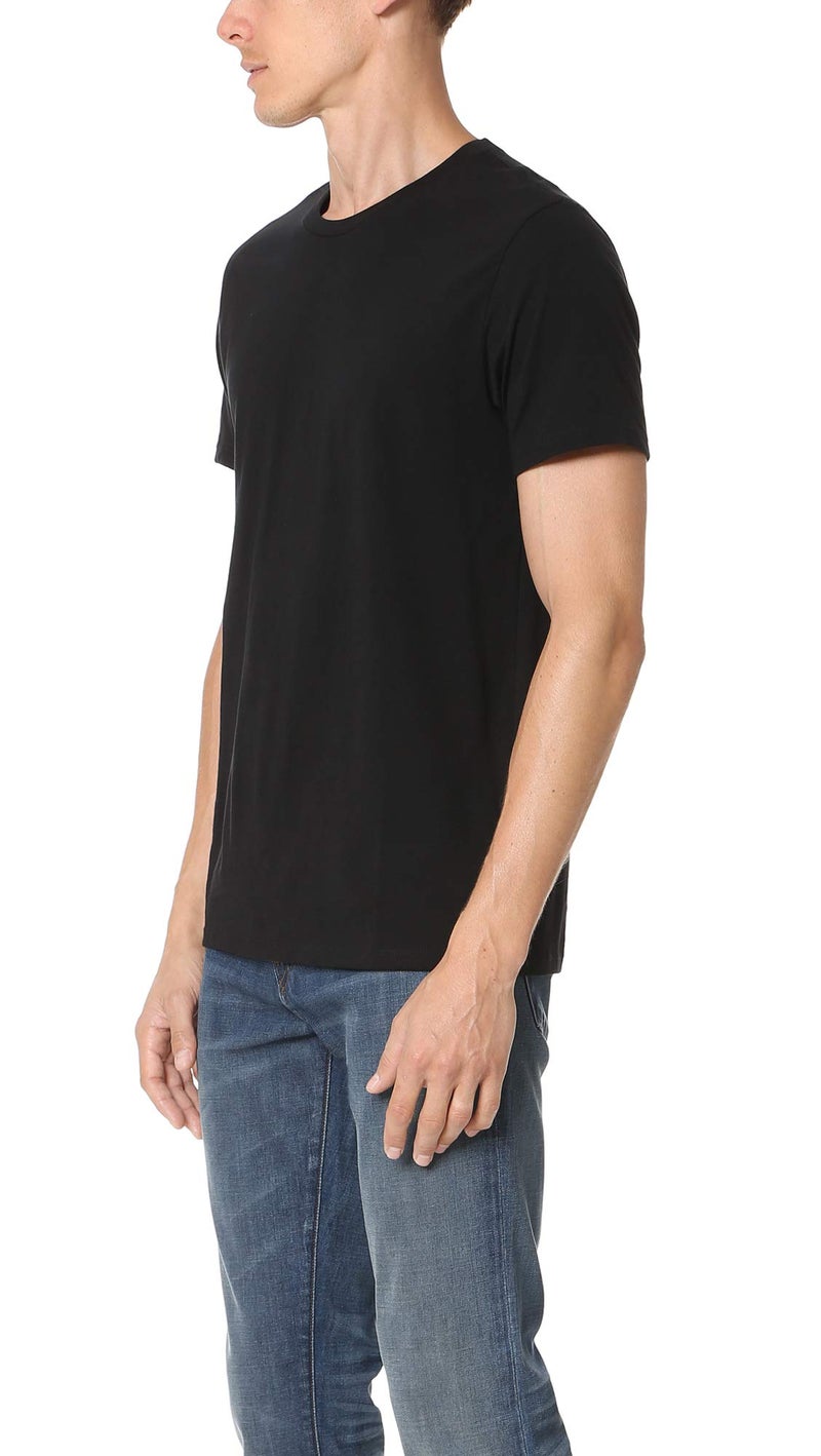 Vince Mens Pima Cotton Crew Neck T Shirt, Black, Large US - Image 3