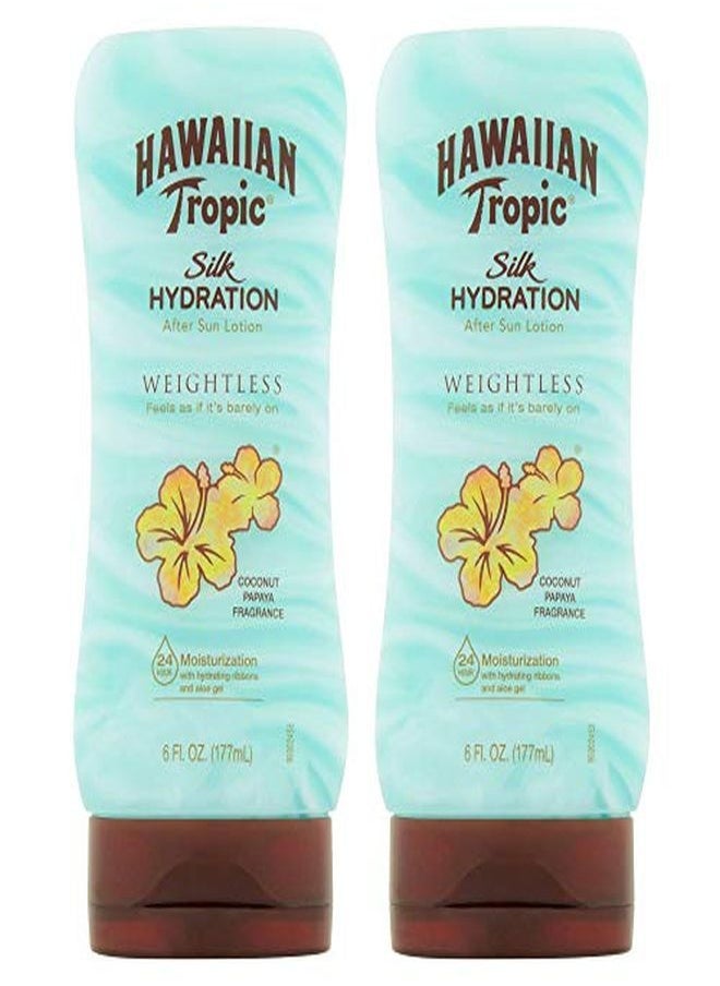 Hawaiian Tropic لوشن جل حريري خفيف الوزن بعد التعرض لأشعة الشمس مع الصبار المرطب وشرائط الجل، 6 أونصات - عبوة من قطعتين  - Image 1