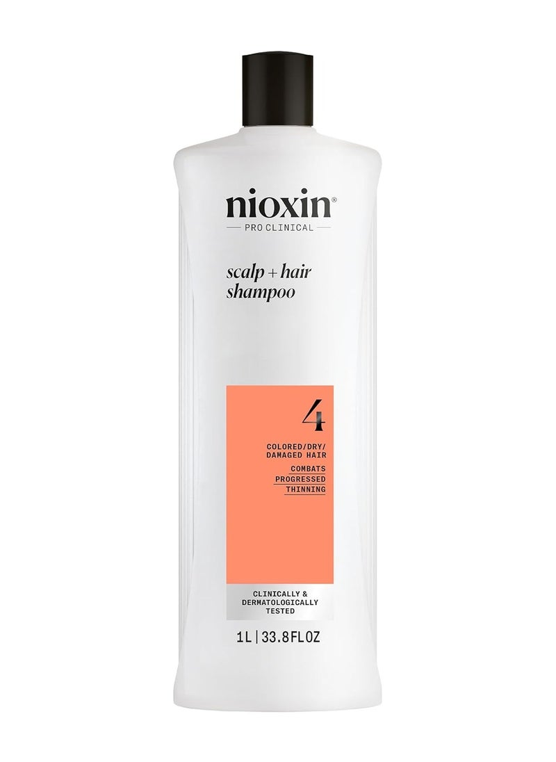 Nioxin Nioxin System 4, Cleansing Shampoo With Peppermint Oil, Treats Sensitive Scalp & Provides Moisture, For Color Treated Hair with Progressed Thinning, Various Sizes  - Image 1
