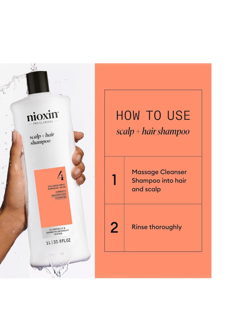Nioxin Nioxin System 4, Cleansing Shampoo With Peppermint Oil, Treats Sensitive Scalp & Provides Moisture, For Color Treated Hair with Progressed Thinning, Various Sizes  - Image 4