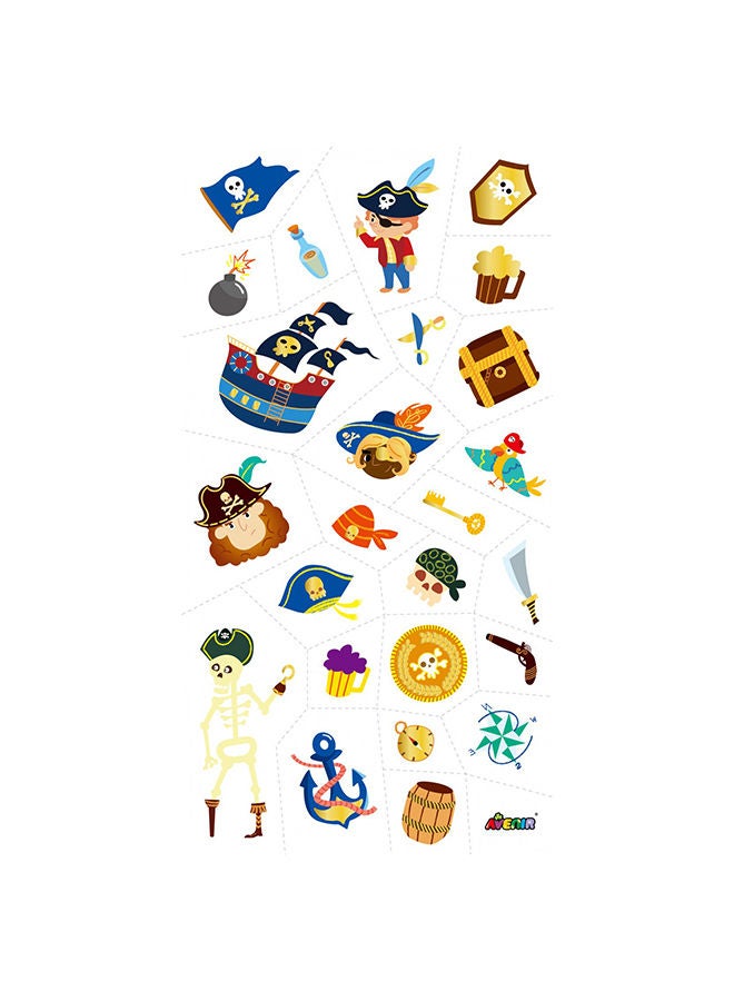 ملصق وشم قراصنة مجموعة 52 قطعة من الوشوم المؤقتة بجودة عالية حبر مائي آمن وسهل التطبيق والإزالة يستمر من 3-5 أيام للأطفال من 3 سنوات وما فوق
