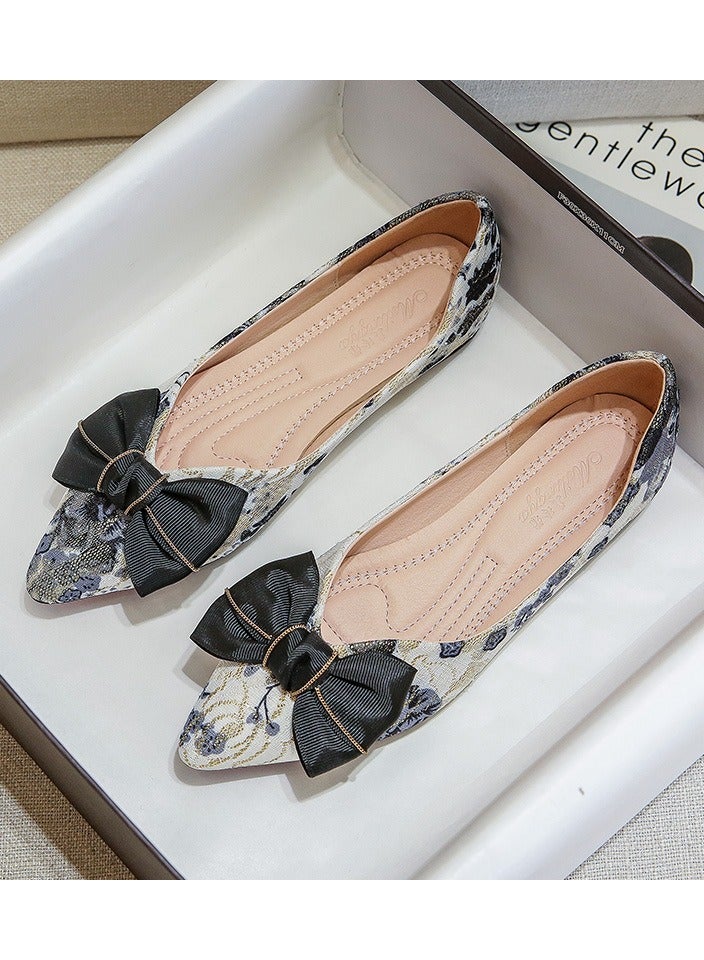 KUYING Summer Shallow Mouth Pointed Single Shoe Women's Flat Bottom