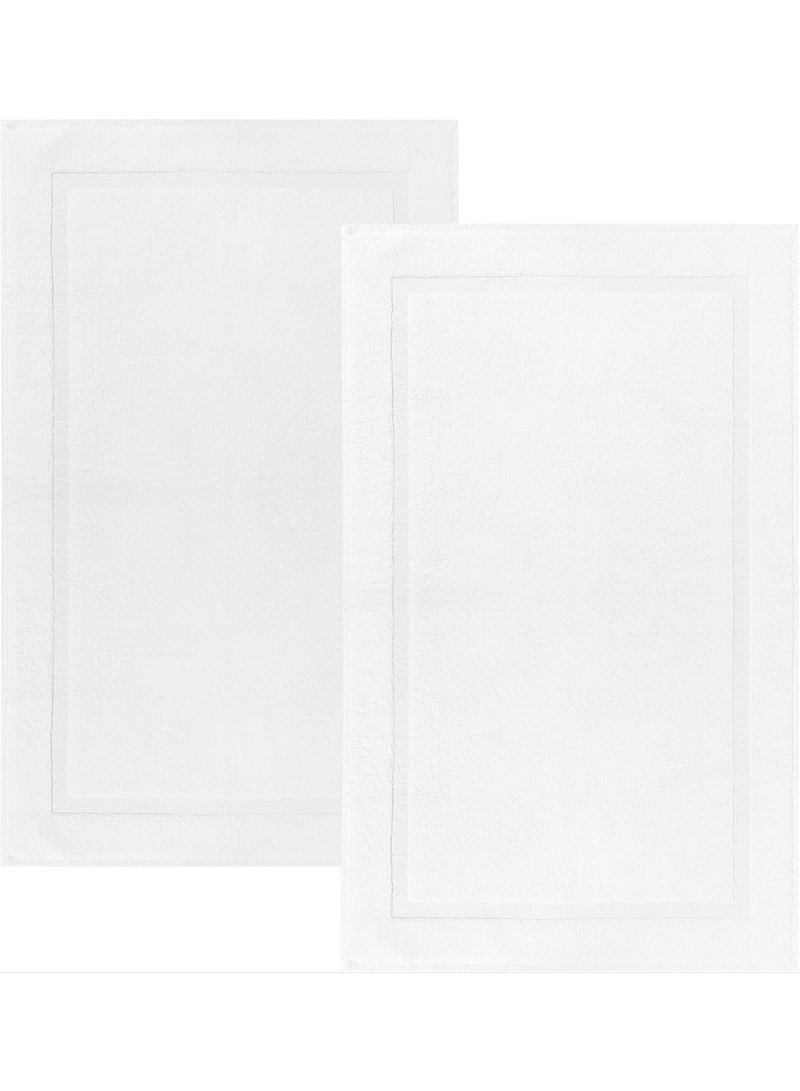 Amber Home Cotton Banded Bath Mat, Floor Mat for Bathroom, Kitchen Mat, Highly Absorbent Machine Washable 50x80 cm Bath Rug, Bathroom Mat Water Absorbent Foot Towel for Home Kitchen and Bathroom Pack of 2 - Image 1