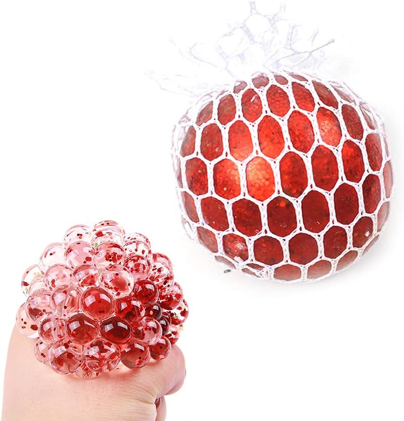 klarako 1pcs Squeeze Fidget Toy with Mesh Net Stress Reliever Colorful Bead Stress Relief Squeeze Ball for Birthday Gifts Boys & Girls Calming, Anxiety Relief, ADHD, ADD - Image 1