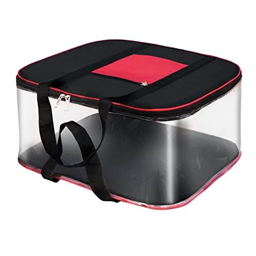 NISUN 1 Pack Moisture Proof Big Nylon Transparent Underbed Storage Bag/Stationery Paper/Blankets/Clothes Storage Bag (BlackRed, 57x47x26 cm), Rectangular - Image 1