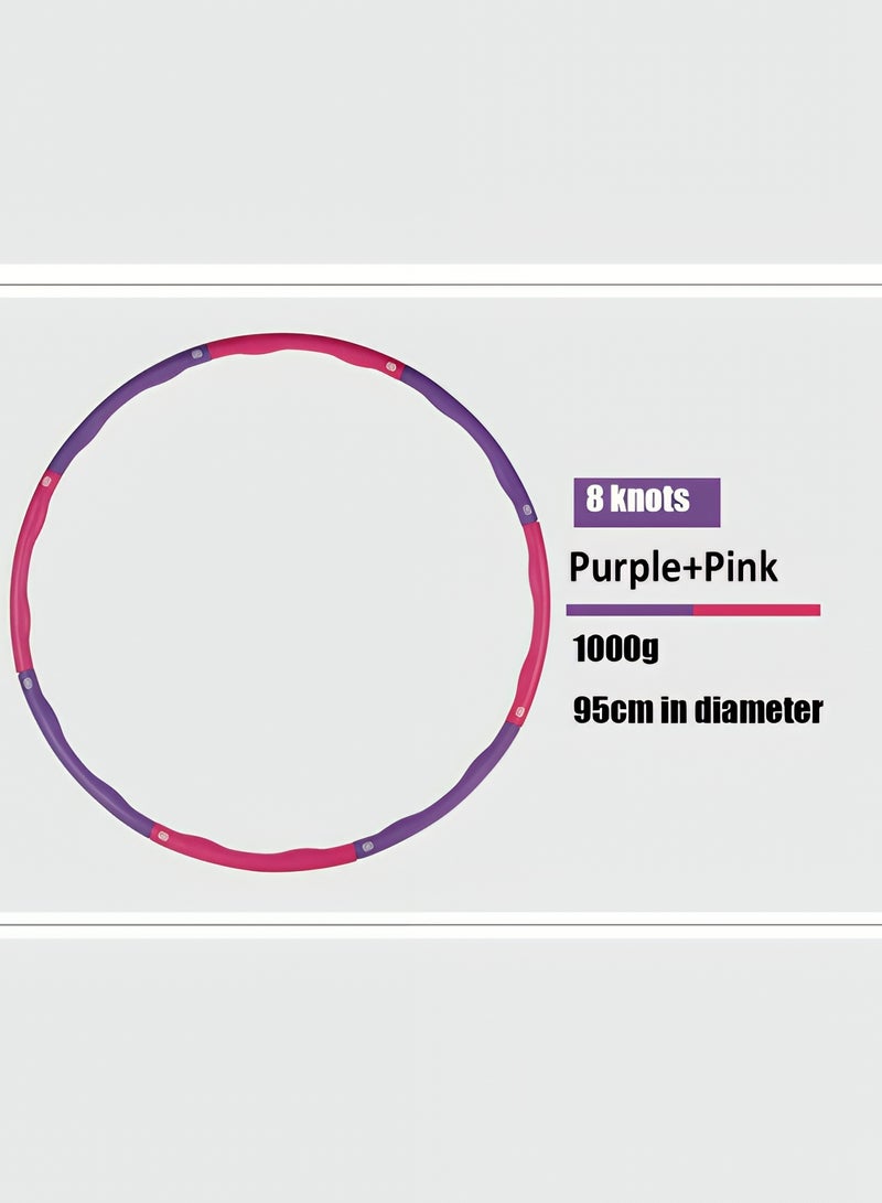 تايمي طوق هولا هوب من 8 أقسام قابلة للفك، حلقة هولا هوب للبالغين قابلة للتعديل لفقدان الوزن بتصميم مموج ومبطنة بفوم ناعم - أرجواني/وردي - Image 2