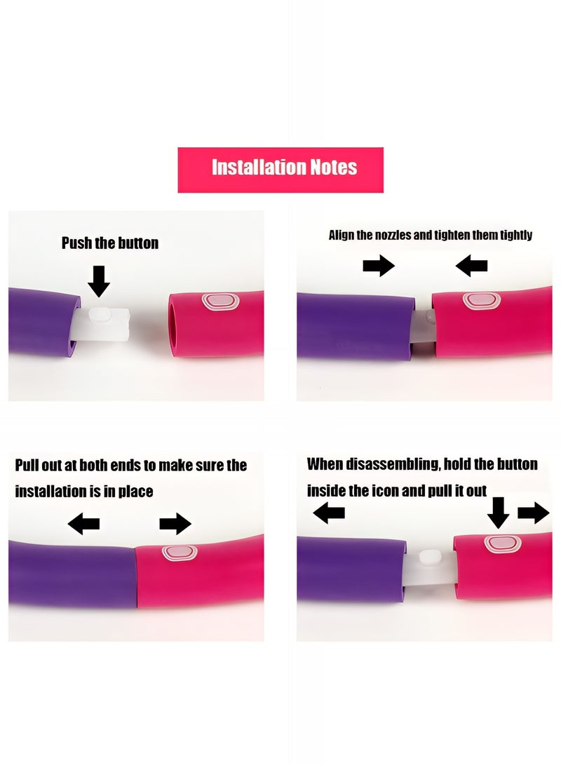 تايمي طوق هولا هوب من 8 أقسام قابلة للفك، حلقة هولا هوب للبالغين قابلة للتعديل لفقدان الوزن بتصميم مموج ومبطنة بفوم ناعم - أرجواني/وردي - Image 5