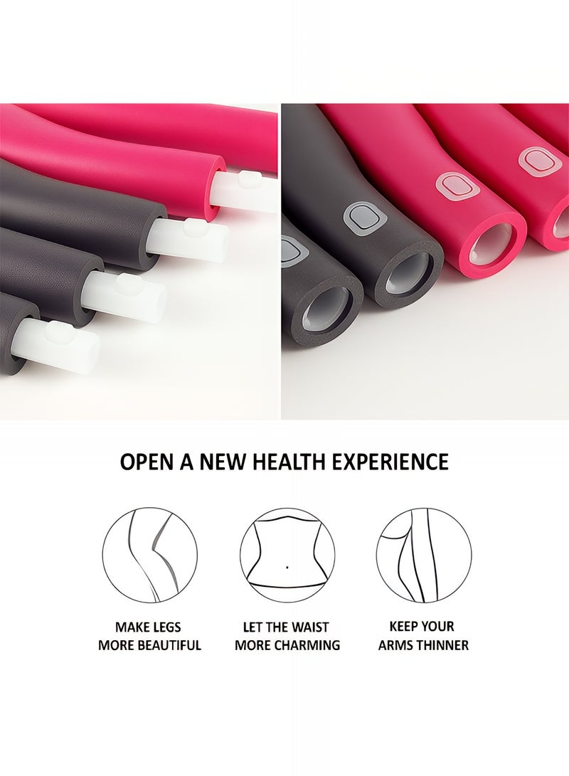 تايمي طوق هولا هوب من 8 أقسام قابلة للفك، حلقة هولا هوب للبالغين قابلة للتعديل لفقدان الوزن بتصميم مموج ومبطنة بفوم ناعم - أرجواني/وردي - Image 4