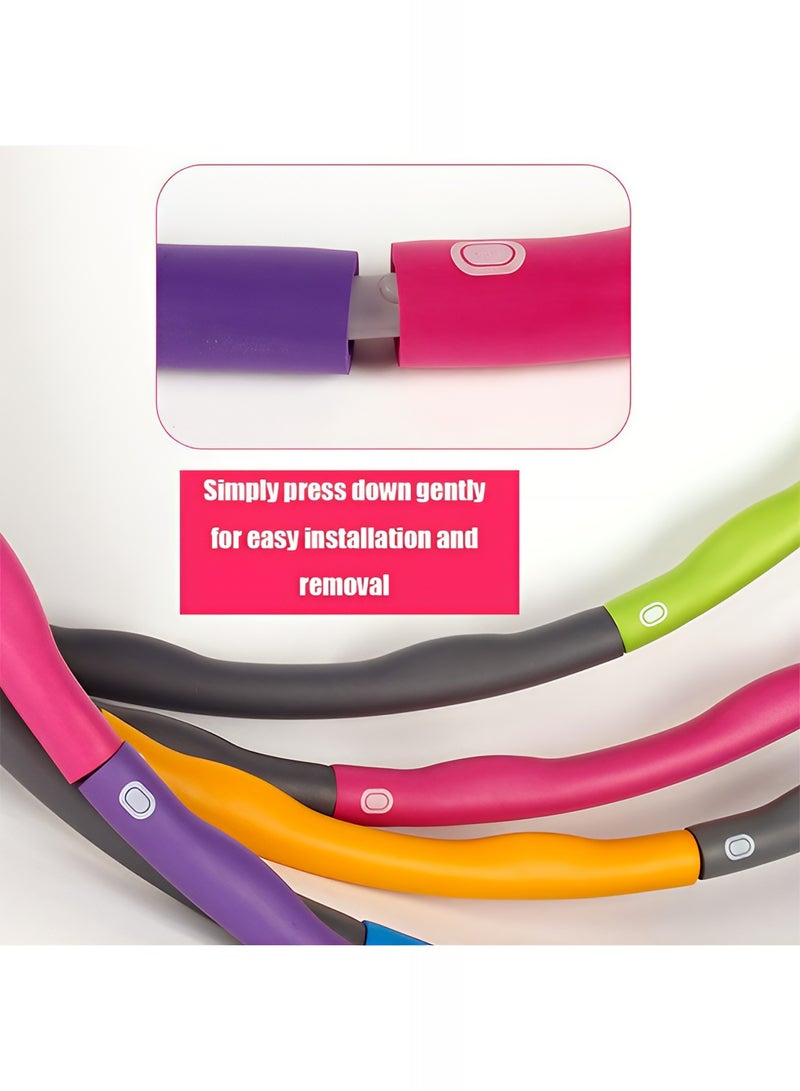 تايمي طوق هولا هوب من 8 أقسام قابلة للفك، حلقة هولا هوب للبالغين قابلة للتعديل لفقدان الوزن بتصميم مموج ومبطنة بفوم ناعم - أرجواني/وردي - Image 3