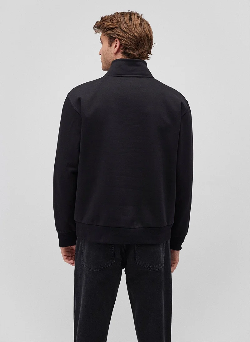 مافي Half Zip Black Basic Sweatshirt