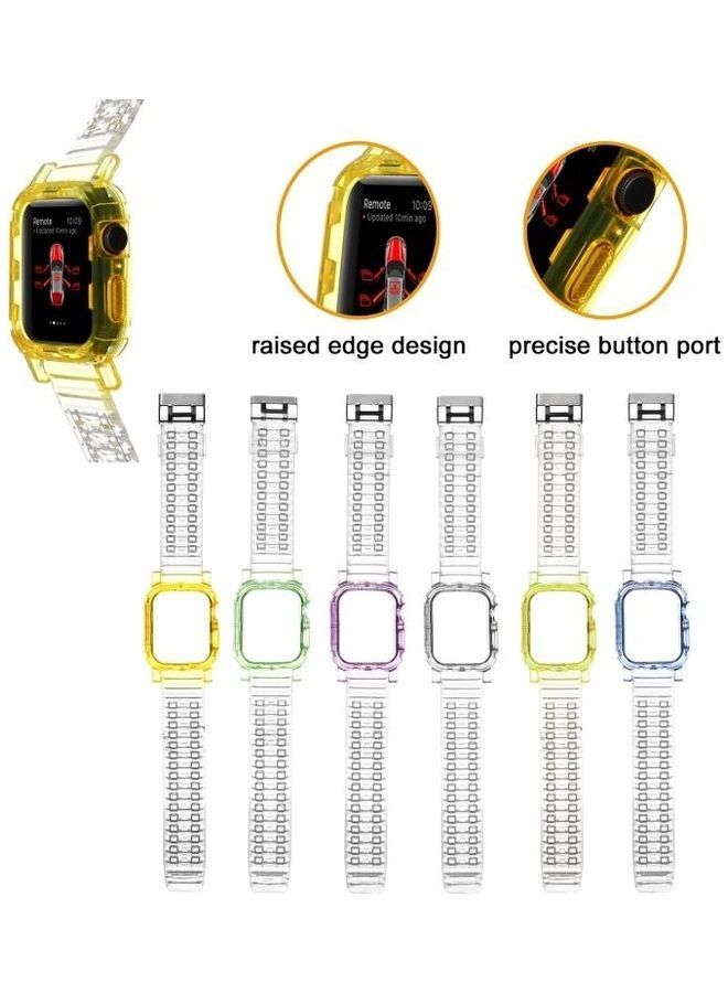 NIBEMINENT Crystal Clear Colour Contrast Replacement Watchband For Apple Watch Series 7/6/5/4/3/2/1/SE 38/40/41mm Transparent - Image 2