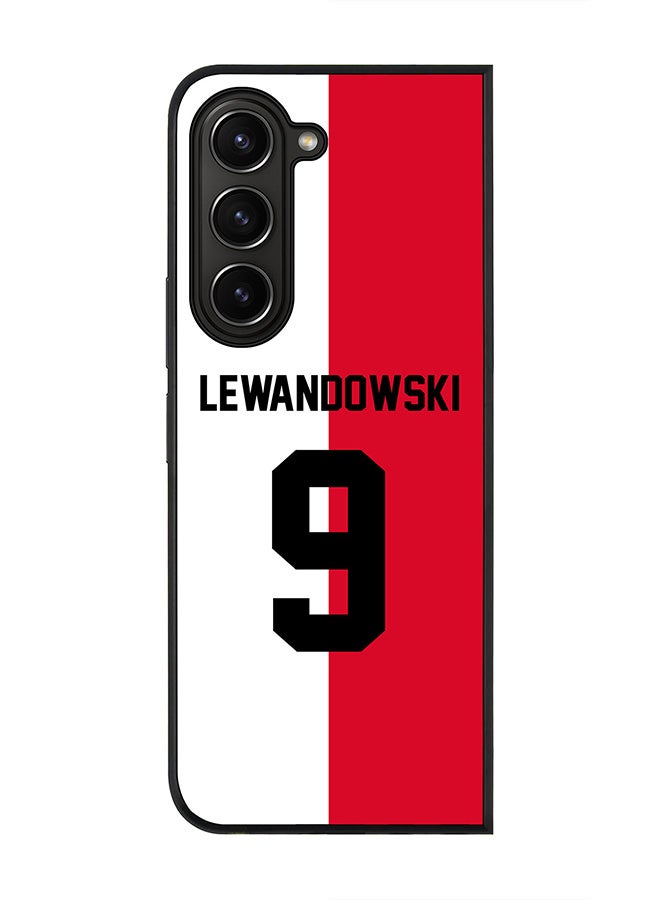 Stylizedd Rugged Black edge case for Samsung Galaxy Z Fold5, Slim fit Soft Case Flexible Rubber Edges Anti Drop TPU Gel Thin Cover -  Football Team - Poland, Player Name - Lewandowski - Image 1