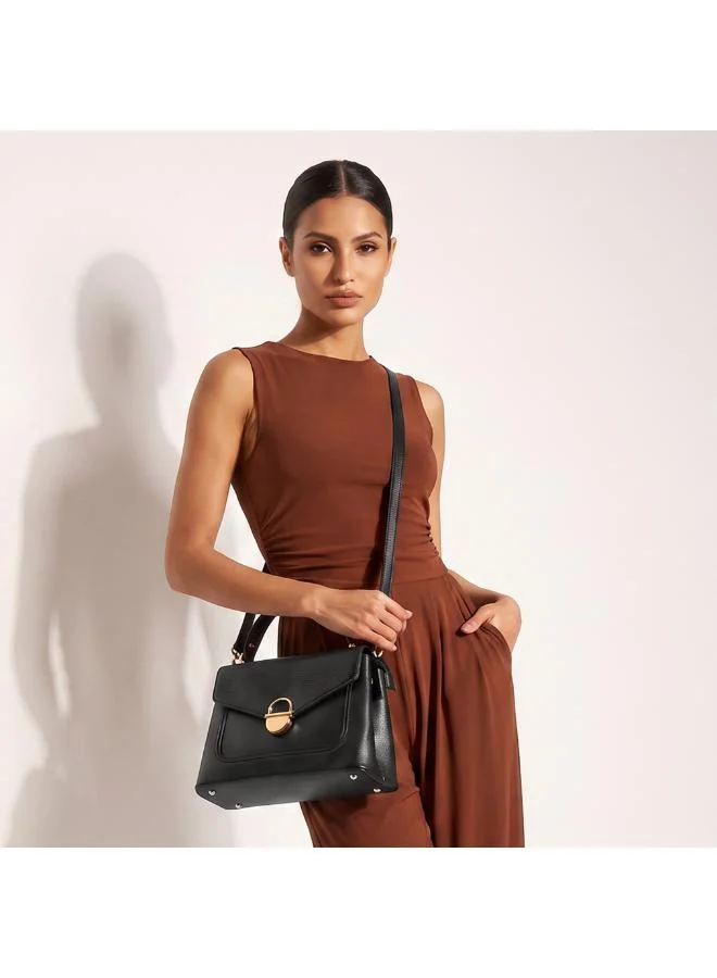 Sasha Sasha Textured Crossbody Bag with Button Closure