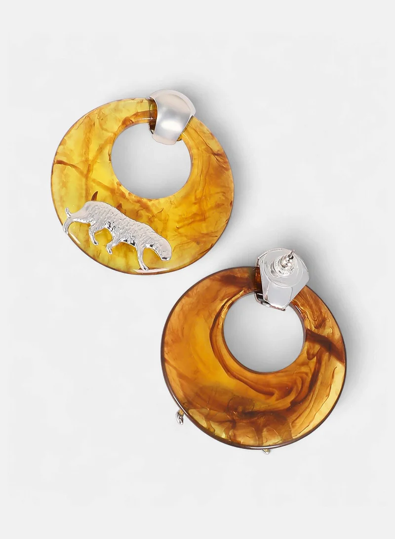 SOHI Women The Circular-Panthera Statement Earrings | Metallic Silver Colour | One-Size | Metallic Acrylic & Alloy Material | Push Back Closure | Earrings For Evening & Party Wear