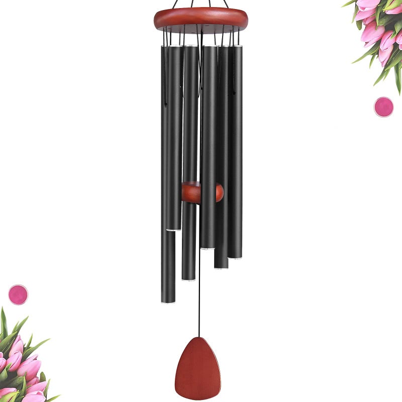WENANA Large Aluminium Wind Chimes Outside, Soothing Melodic Memorial Sympathy Wind Chime, Suitable Outdoor Garden Decor, Gift for Mom Women Neighbors (Black Wind Chimes-36 in) - Image 1